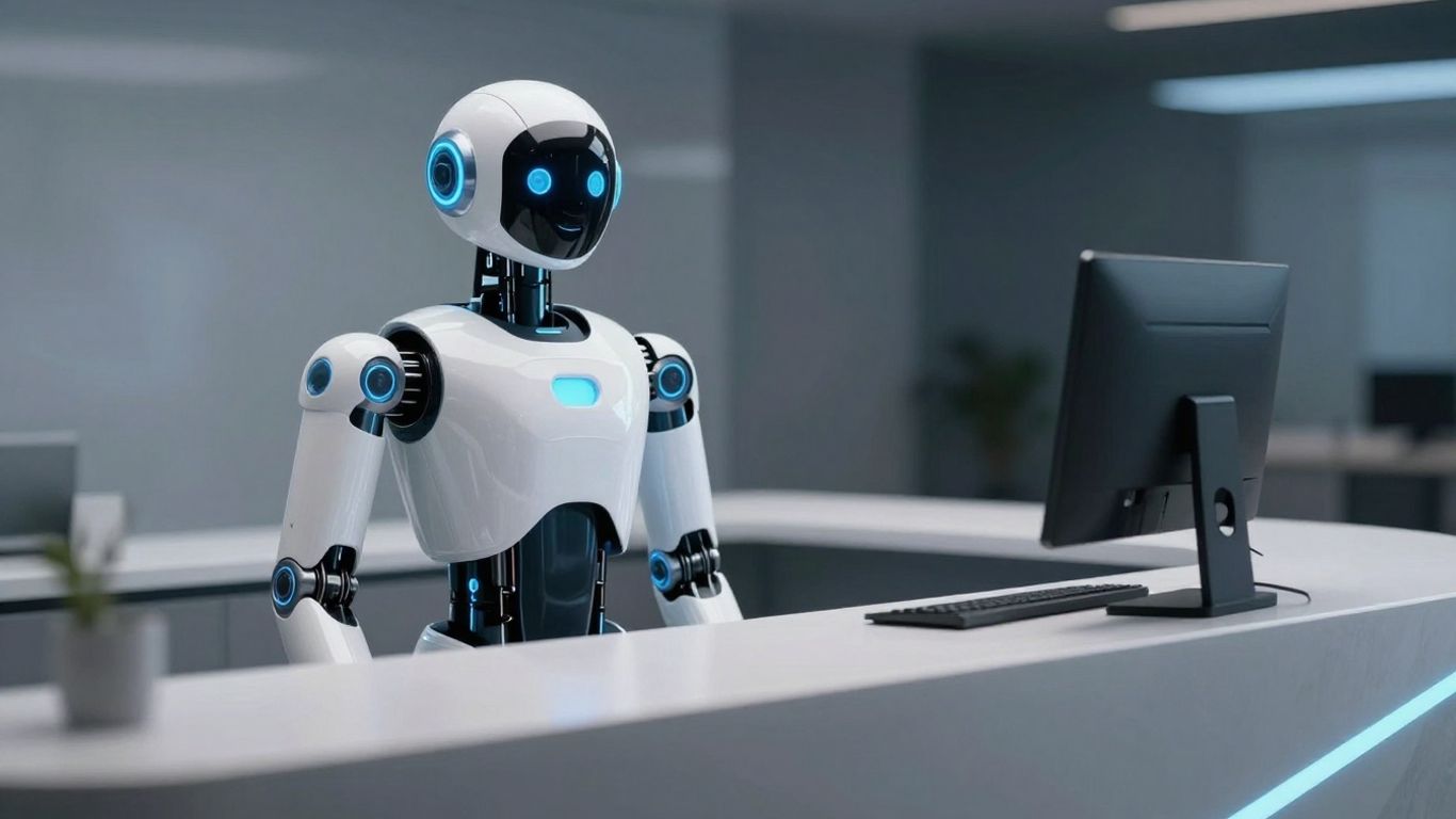 AI robot at a reception desk