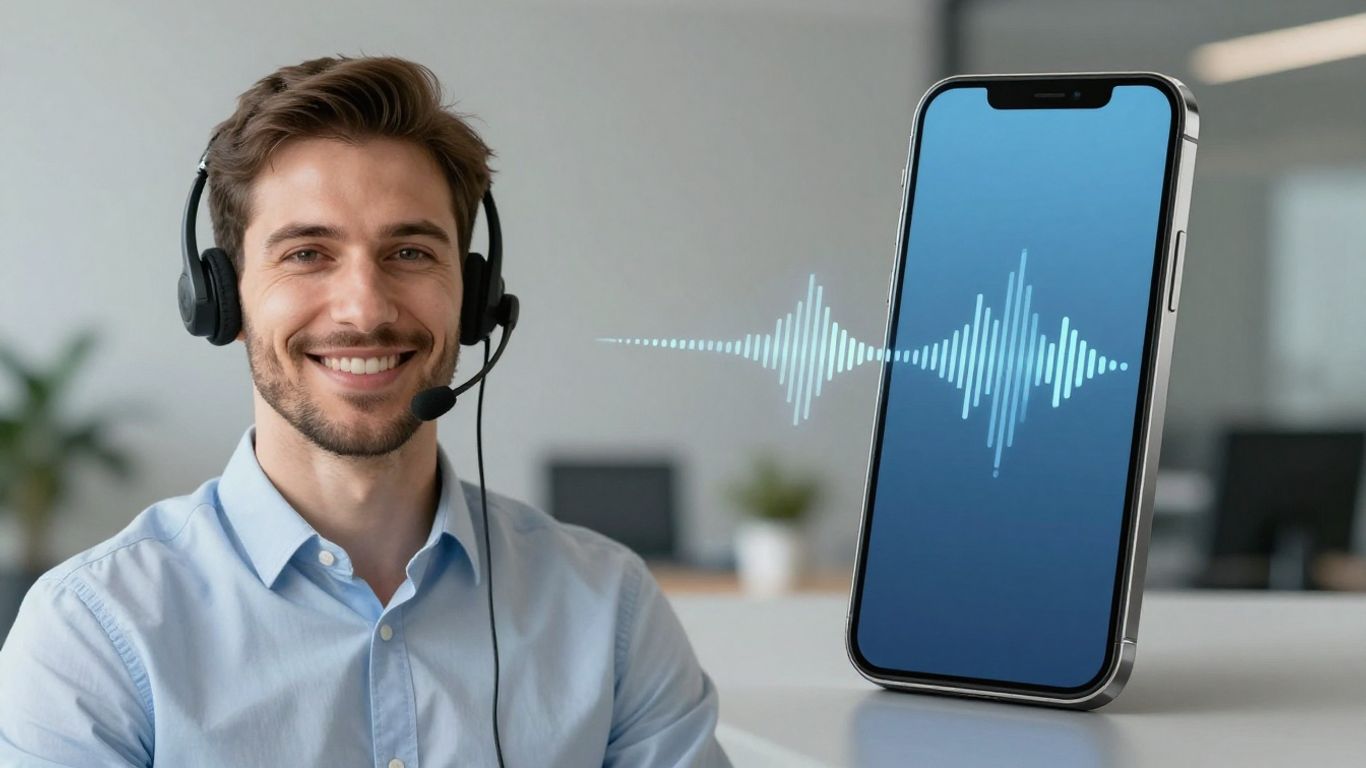 Virtual receptionist and AI voicemail on a phone.