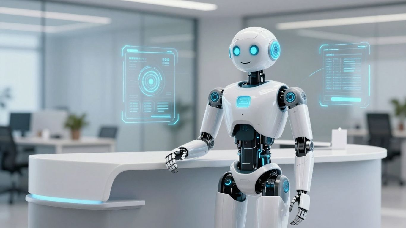AI robot at a reception desk