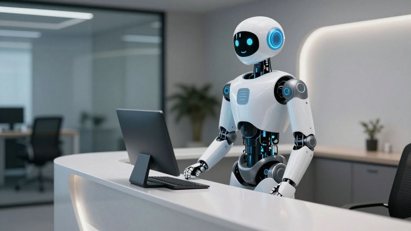 AI robot at a reception desk