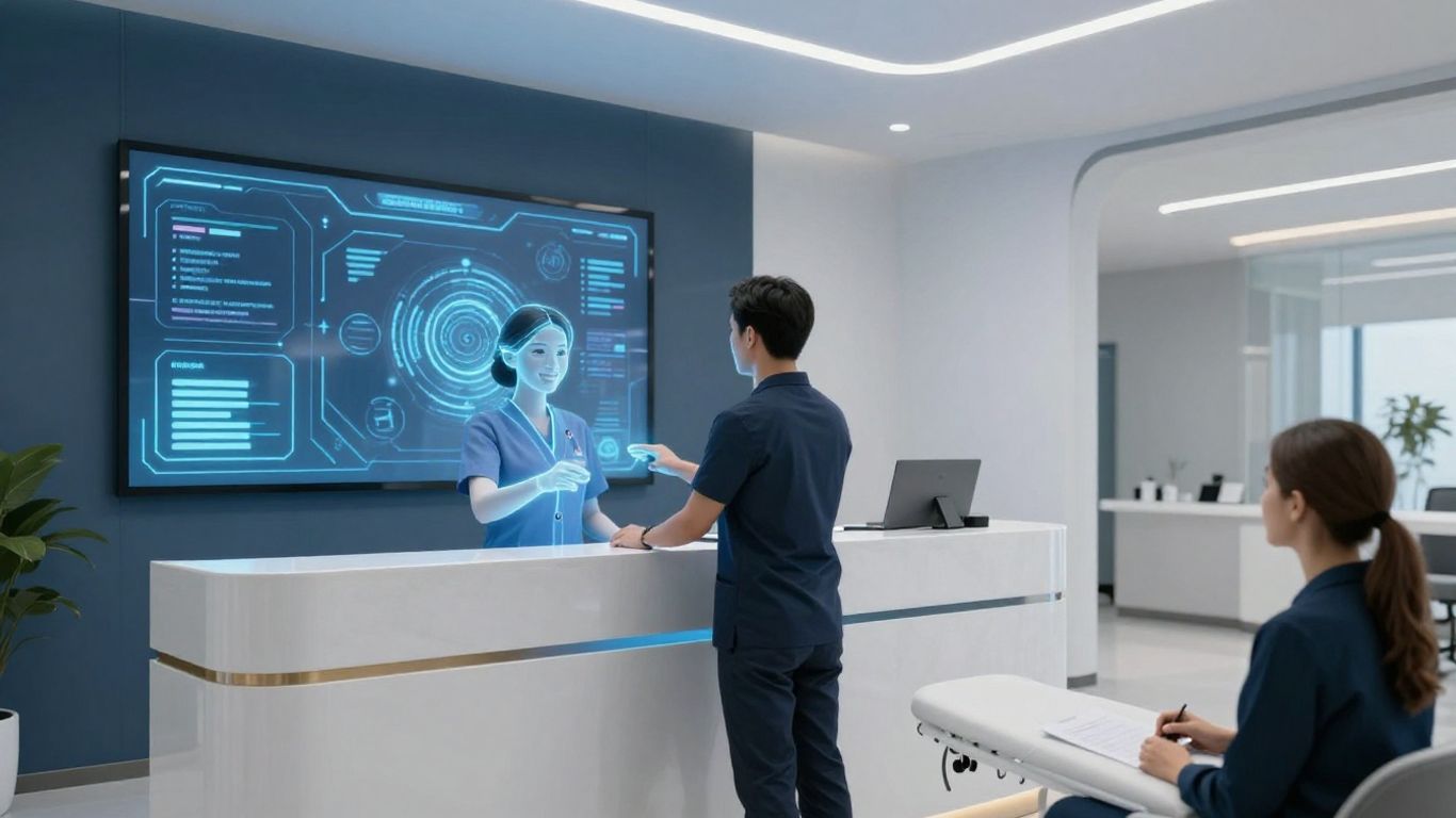 AI receptionist software interface in a chiropractic office.