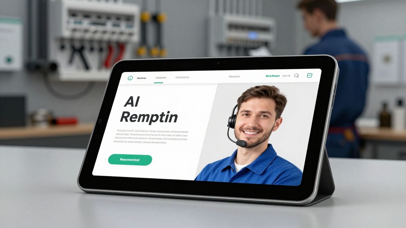 AI receptionist interface assisting an electrician.