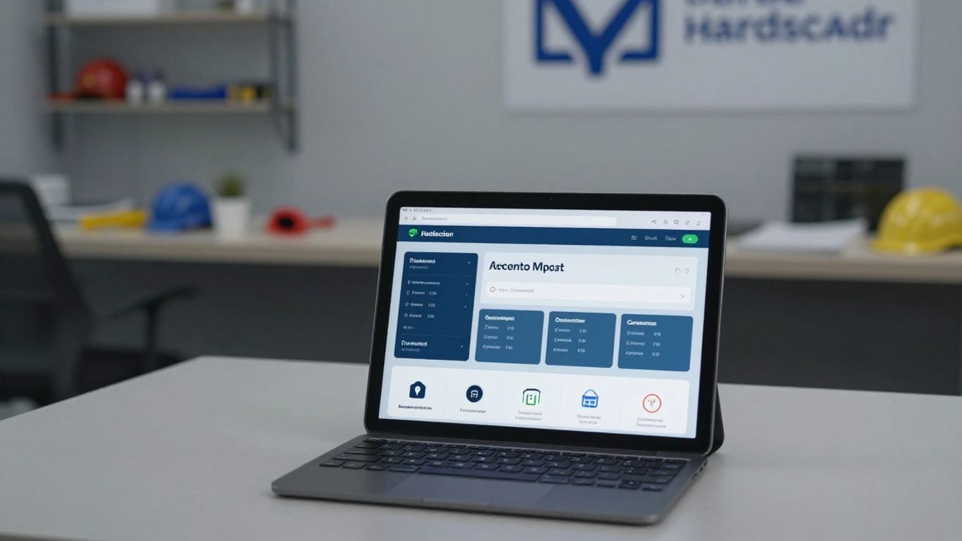 AI receptionist interface on a tablet for hardscape contractors.