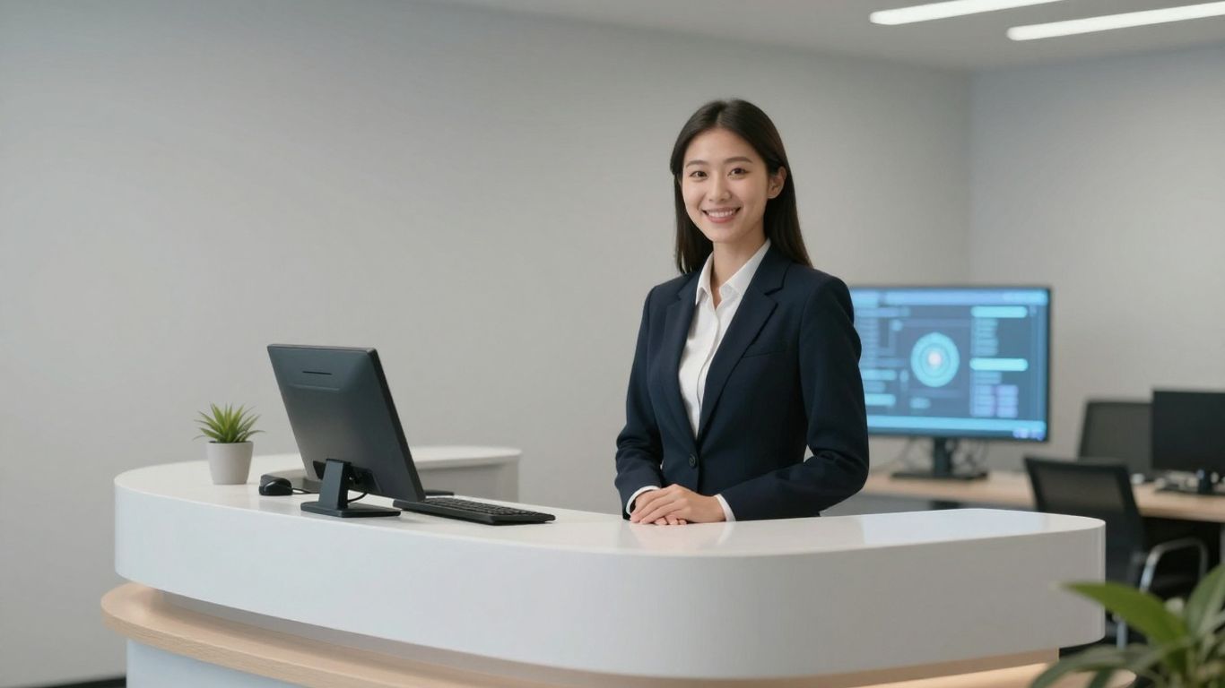 Plumbing business receptionist using automated communication technology.