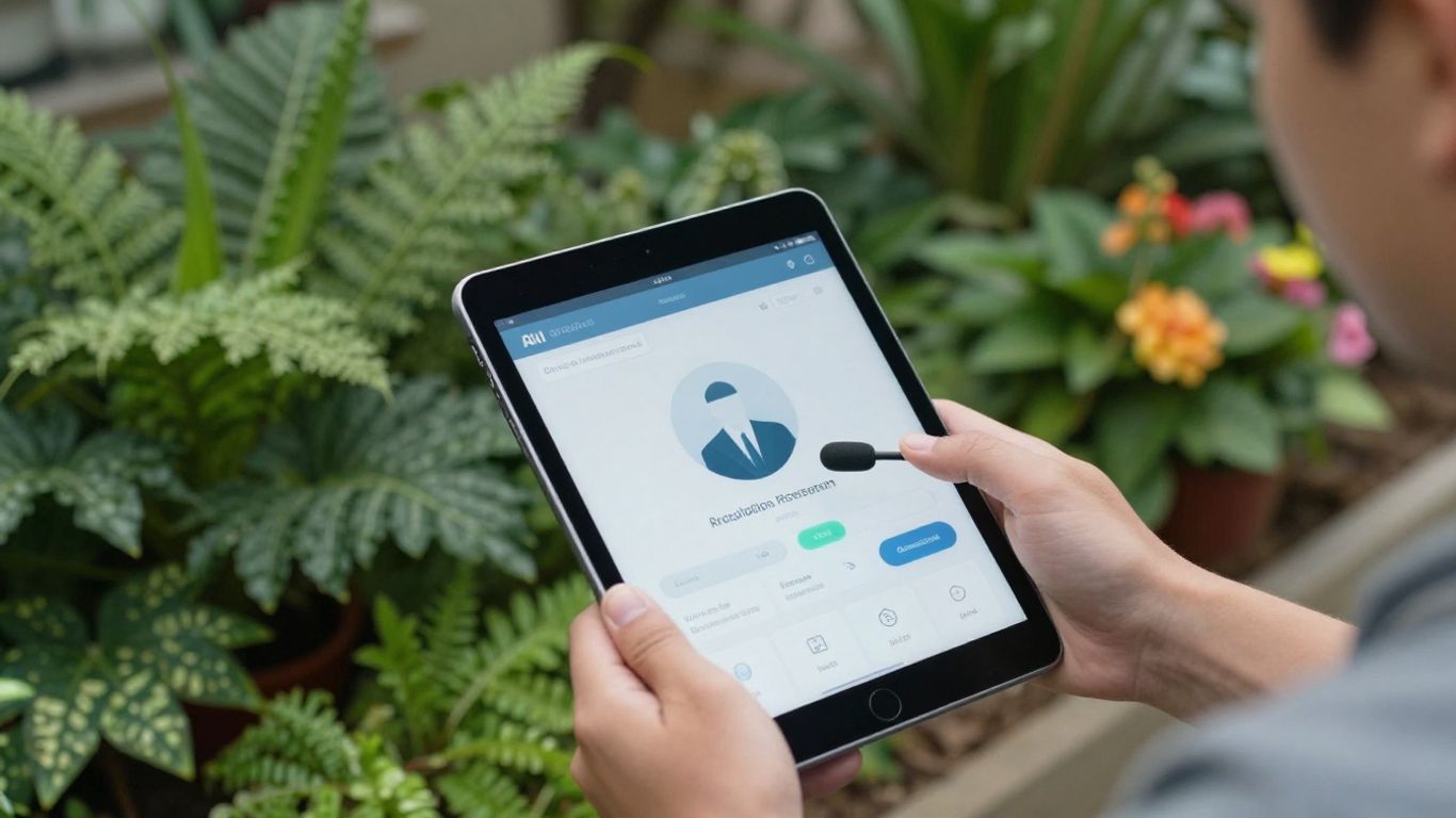 AI receptionist assisting a landscaper with plants.