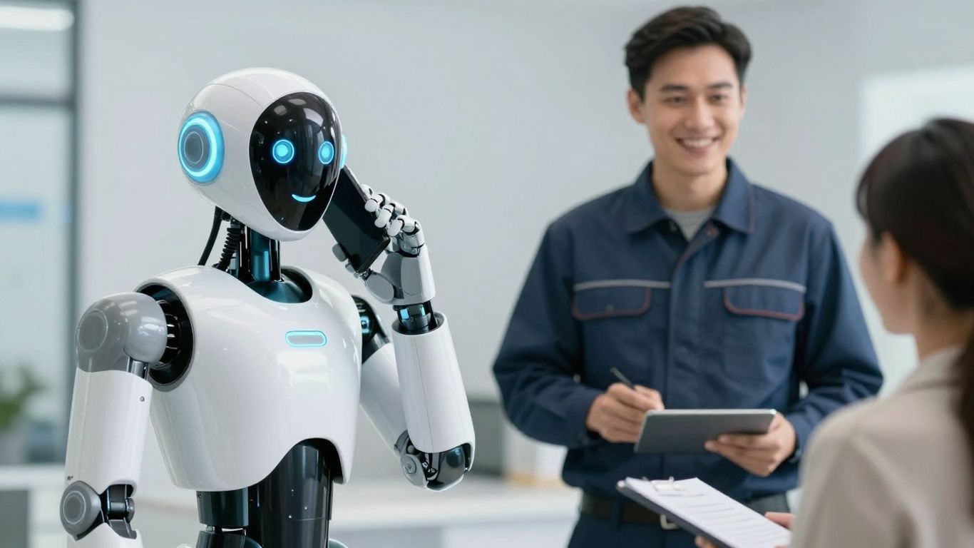 AI receptionist assisting pest control business and customer.