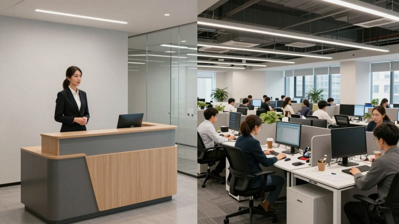 Business growth from small office to larger office.
