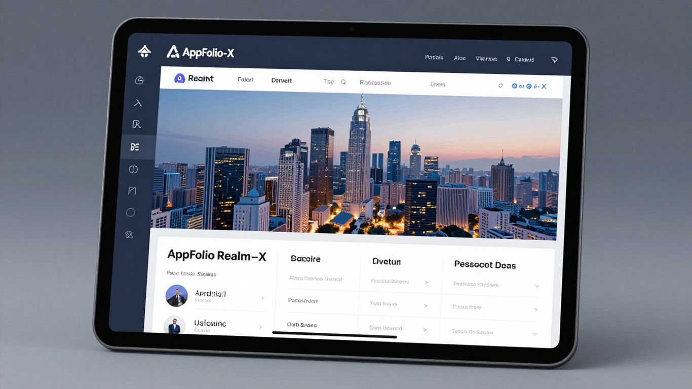 AppFolio Realm-X software interface on a tablet