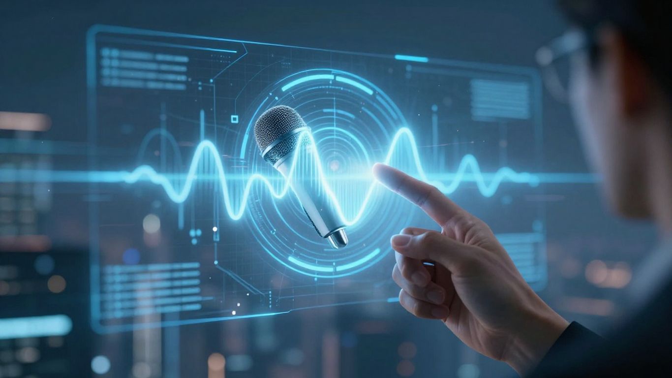 AI voice agent interacting with business technology.