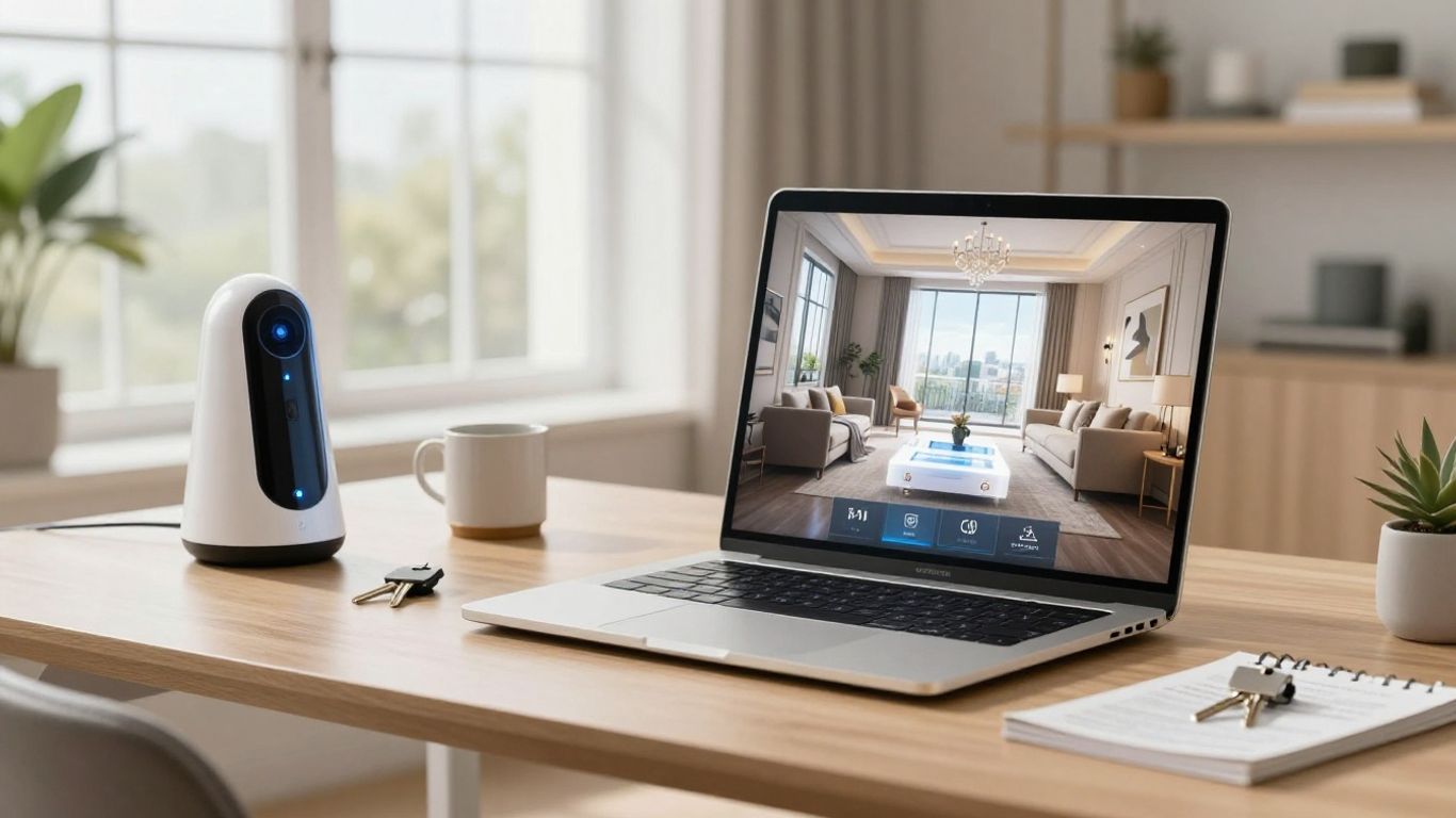 AI assistant helping create real estate listings on laptop
