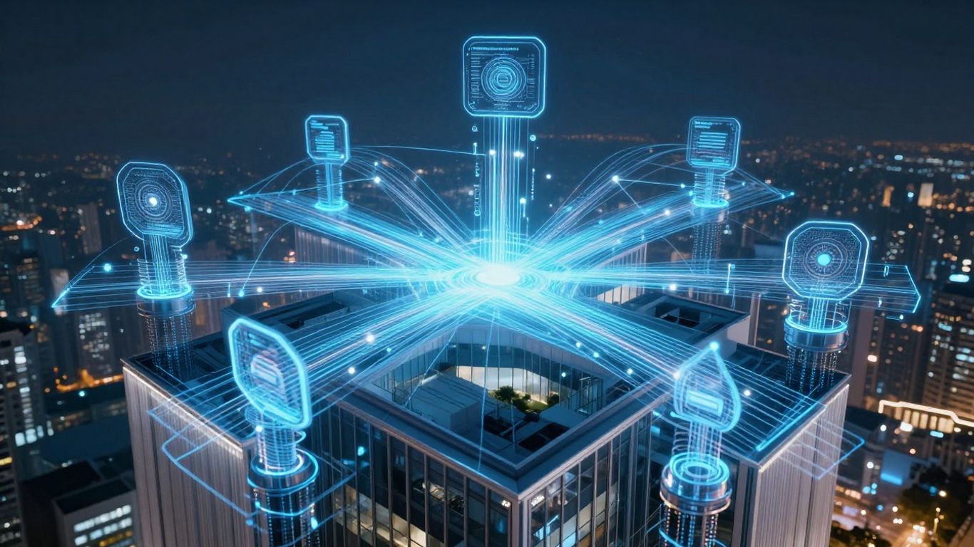 AI overlay on commercial real estate building