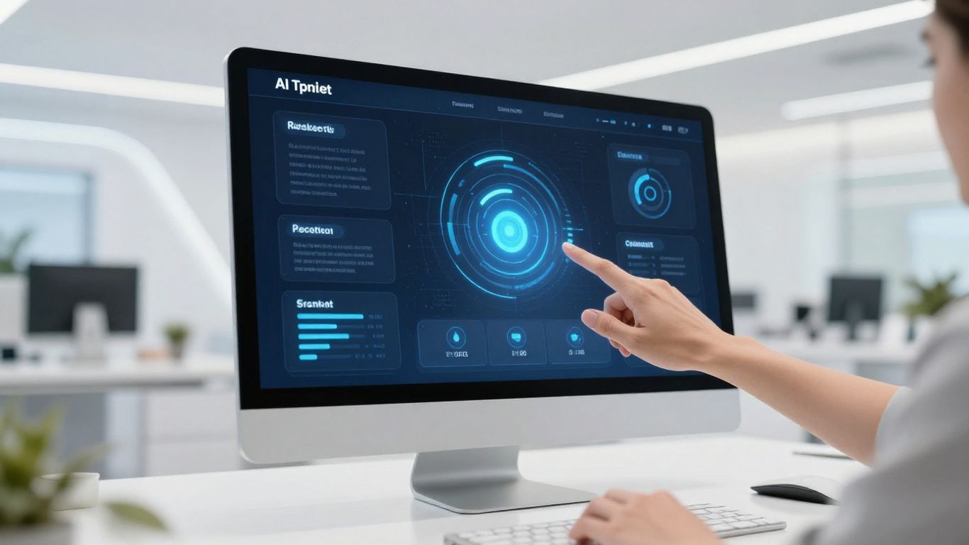 AI interface on a computer screen in an office.