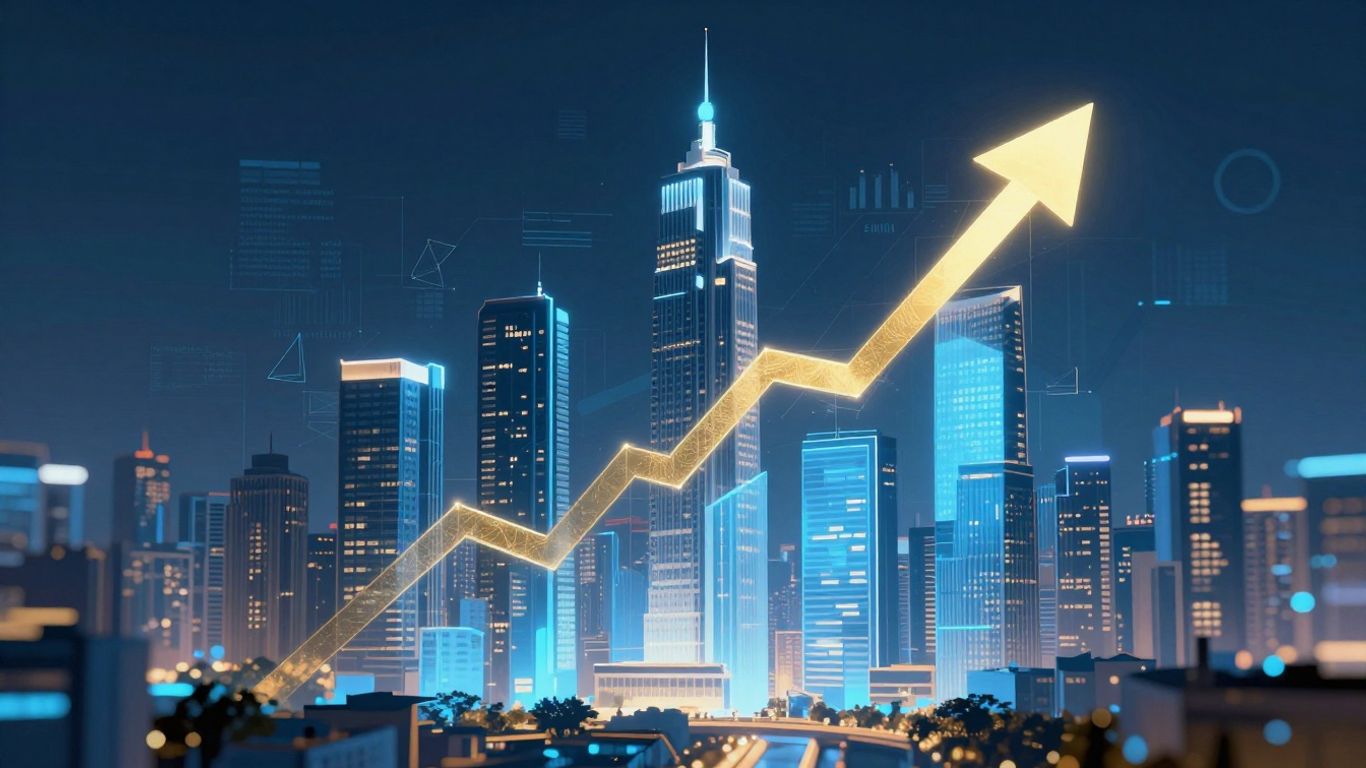 AI and real estate investment growth visualization.