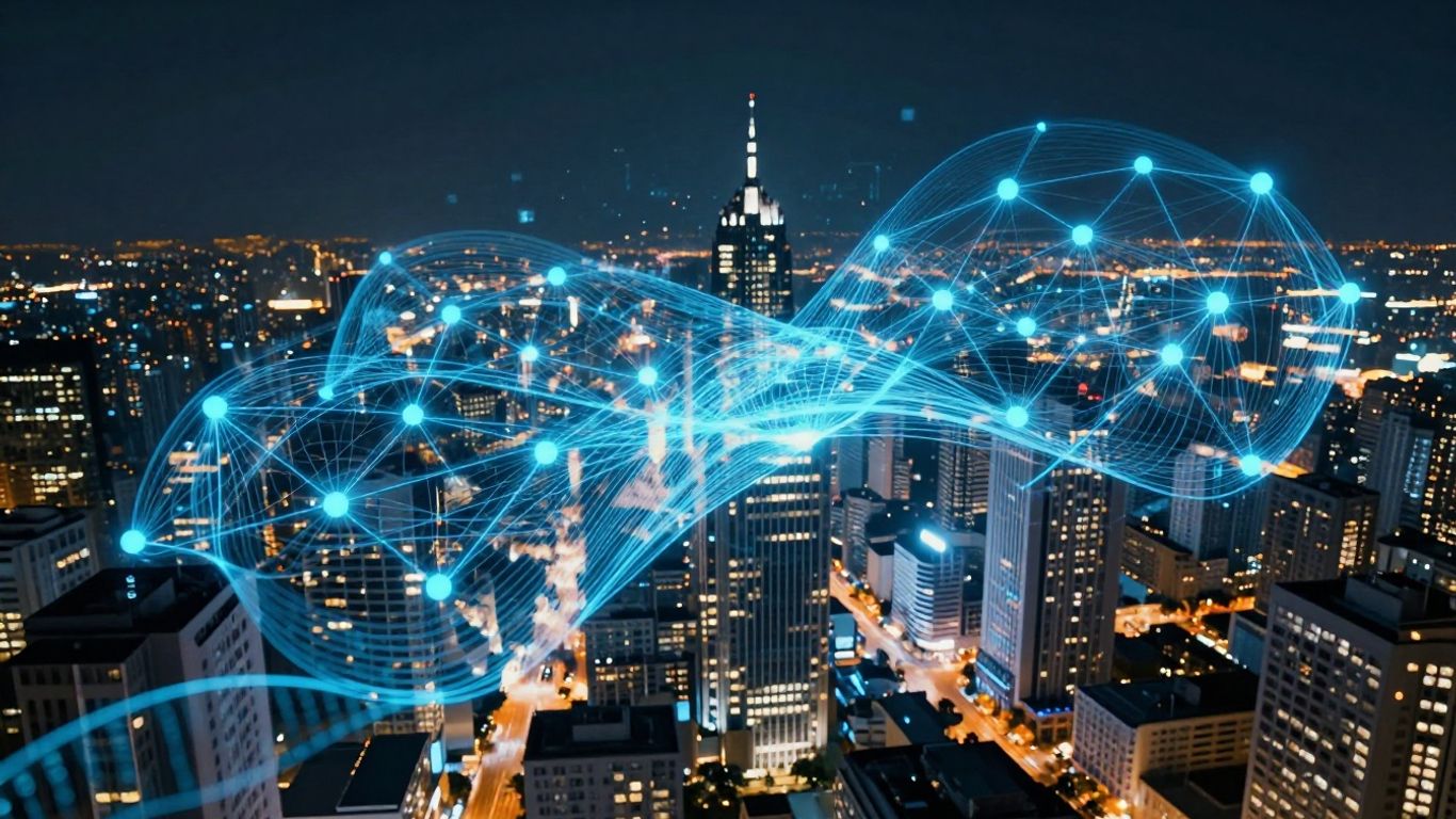 AI analyzing real estate investment opportunities in a city.