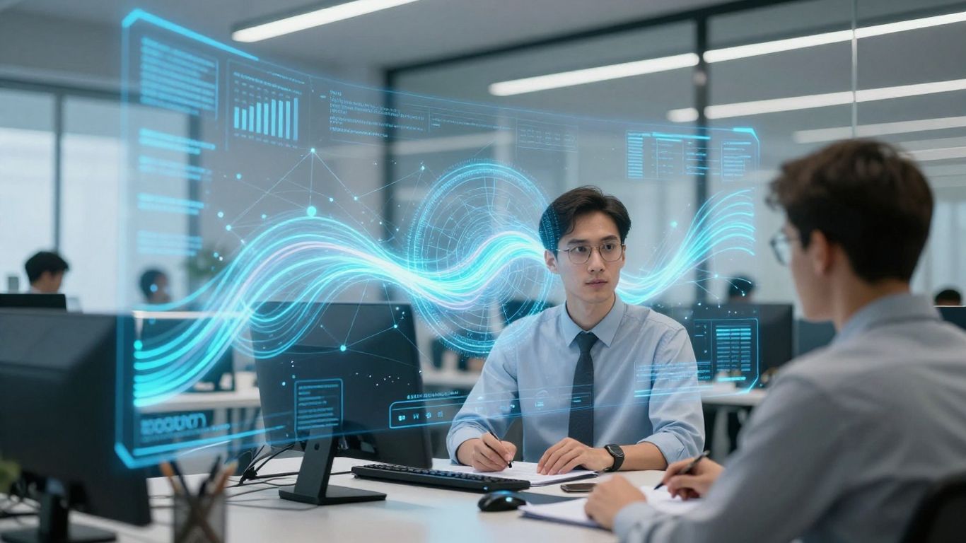 AI analyzing real estate data for lead generation.