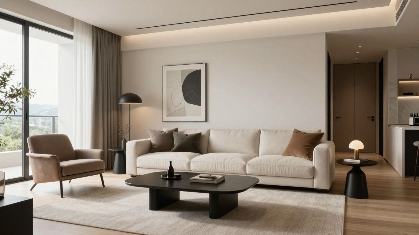 AI-staged modern living room interior