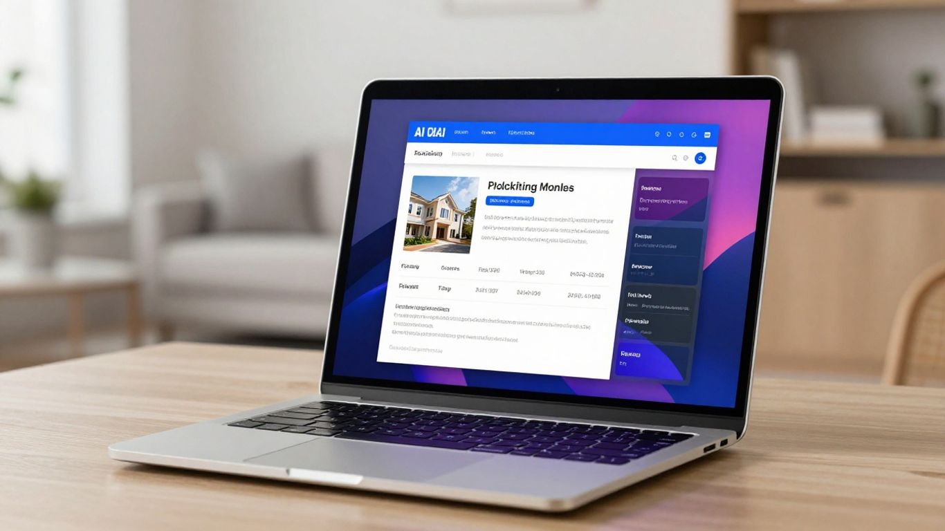 AI real estate listing description tool on laptop.