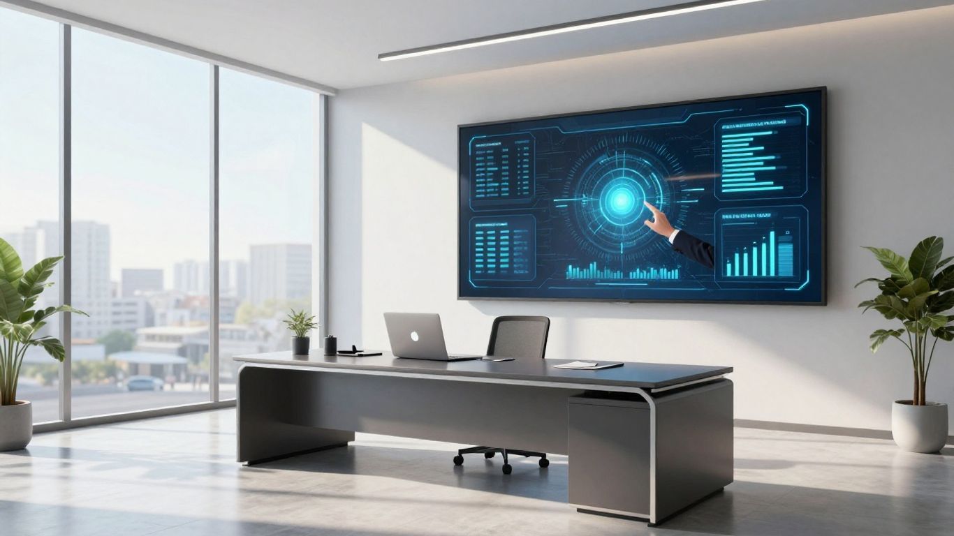 AI CRM in a modern real estate office.