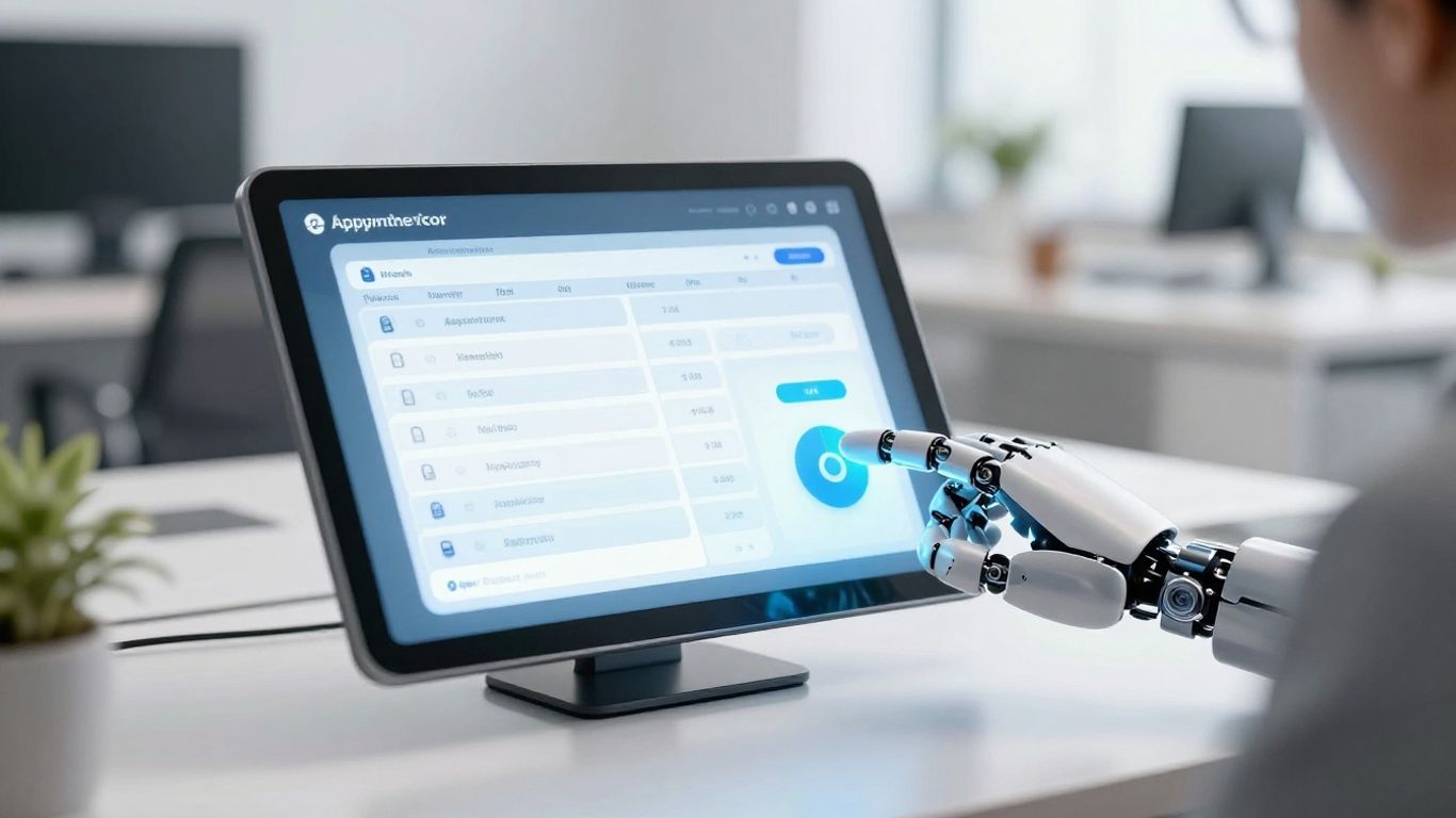 Emitrr AI chatbot scheduling appointments on a digital interface.