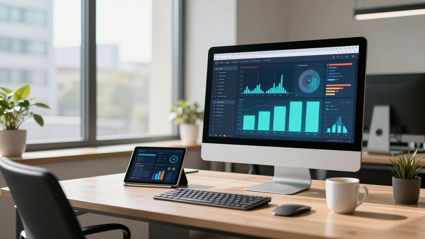 Zoho CRM dashboard on a computer screen