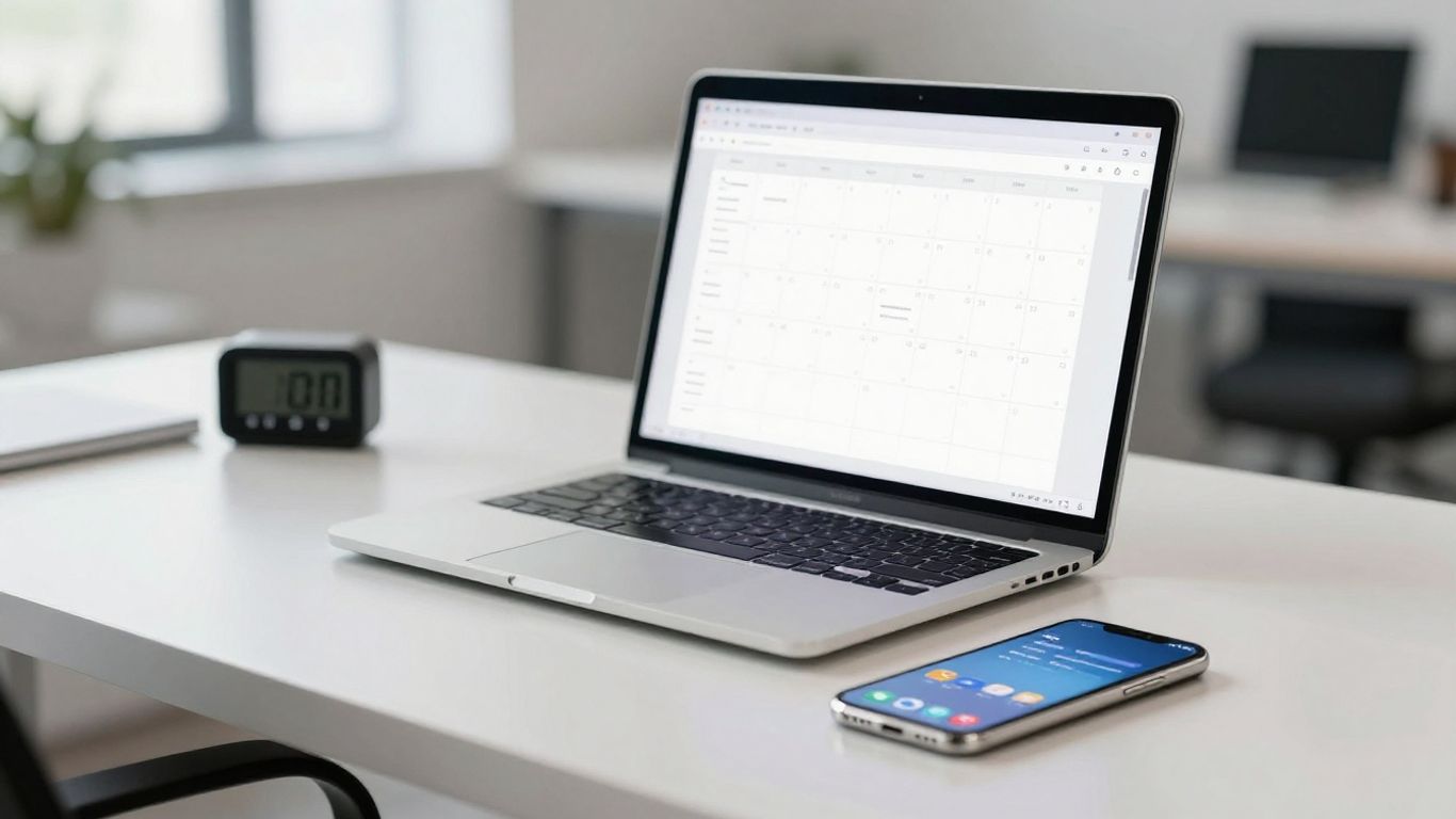 Motion AI appointment scheduling tool interface on a laptop.