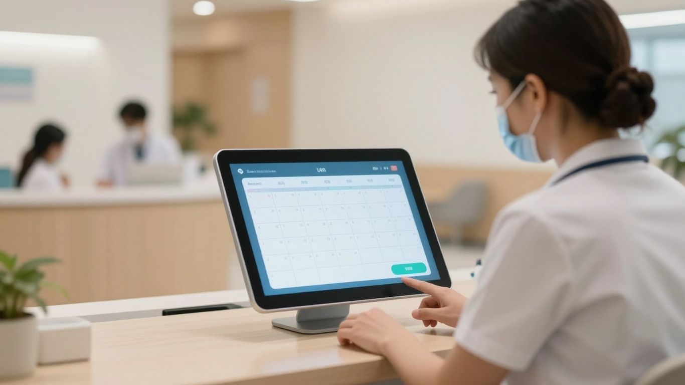 AI scheduling interface in a healthcare clinic.