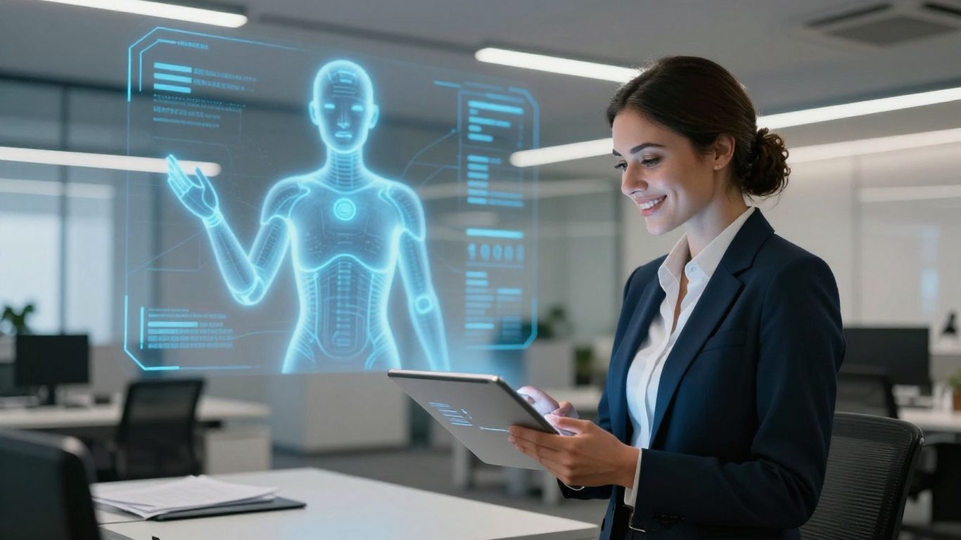 AI voice agent assisting real estate agent with technology.