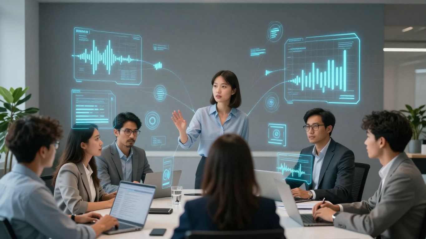 Real estate agents using AI voice technology for business.