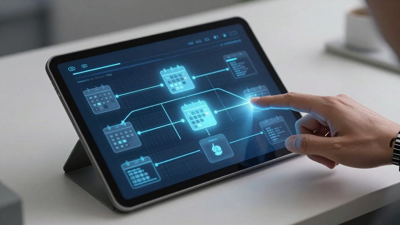 AI agent scheduling appointments on a digital calendar.