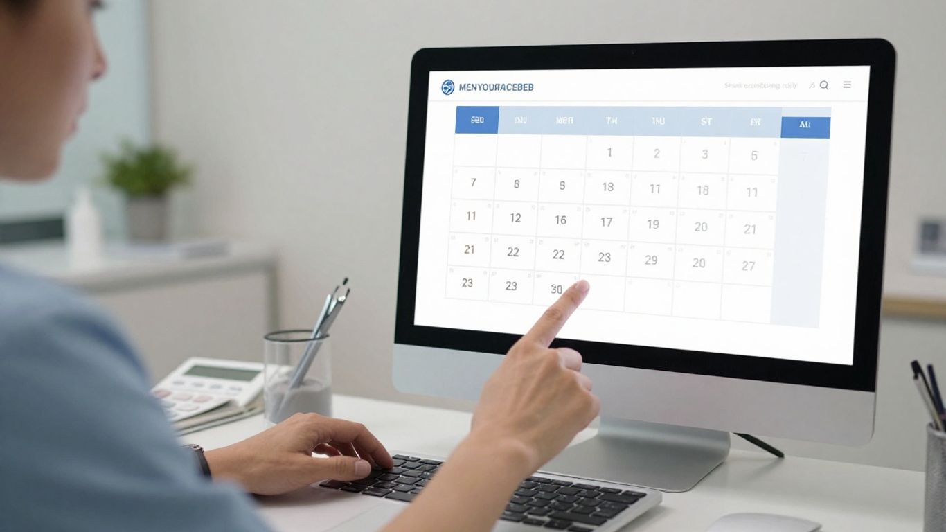 Dentist using AI for appointment scheduling on a computer.
