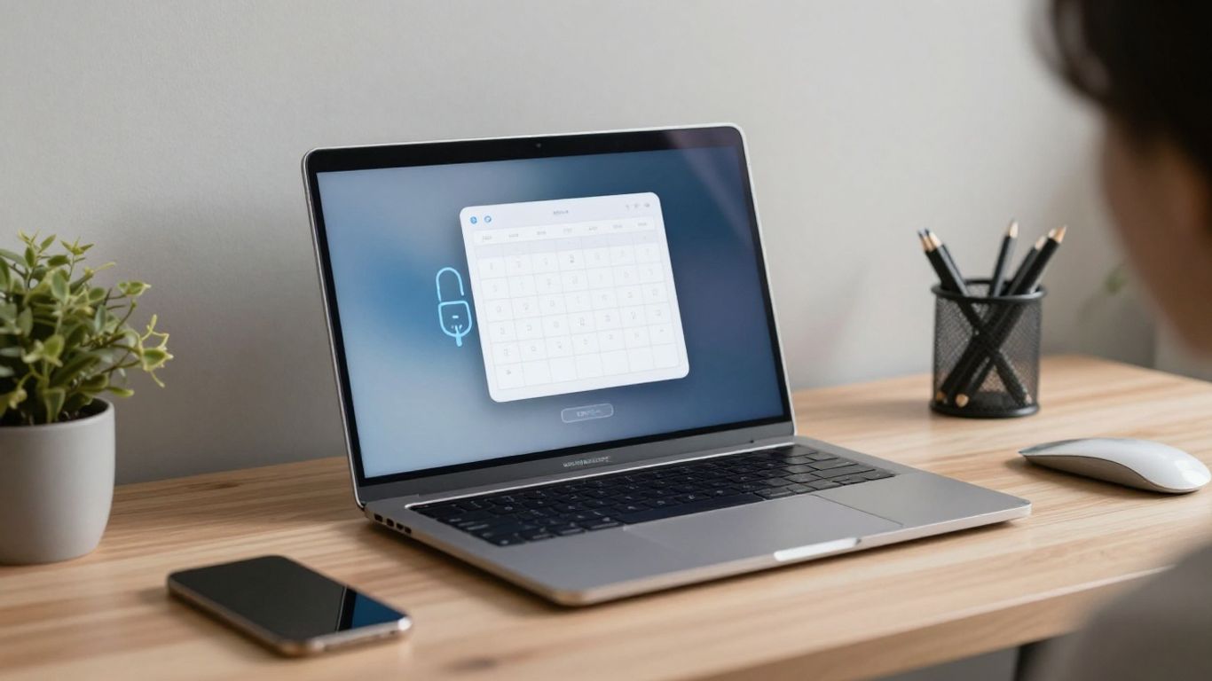 AI scheduling tool interface on a laptop screen.