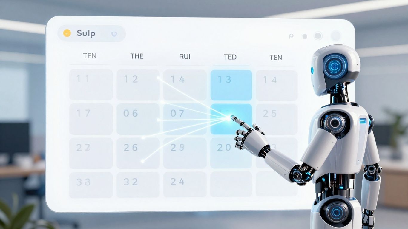 AI scheduling appointments on a digital calendar.