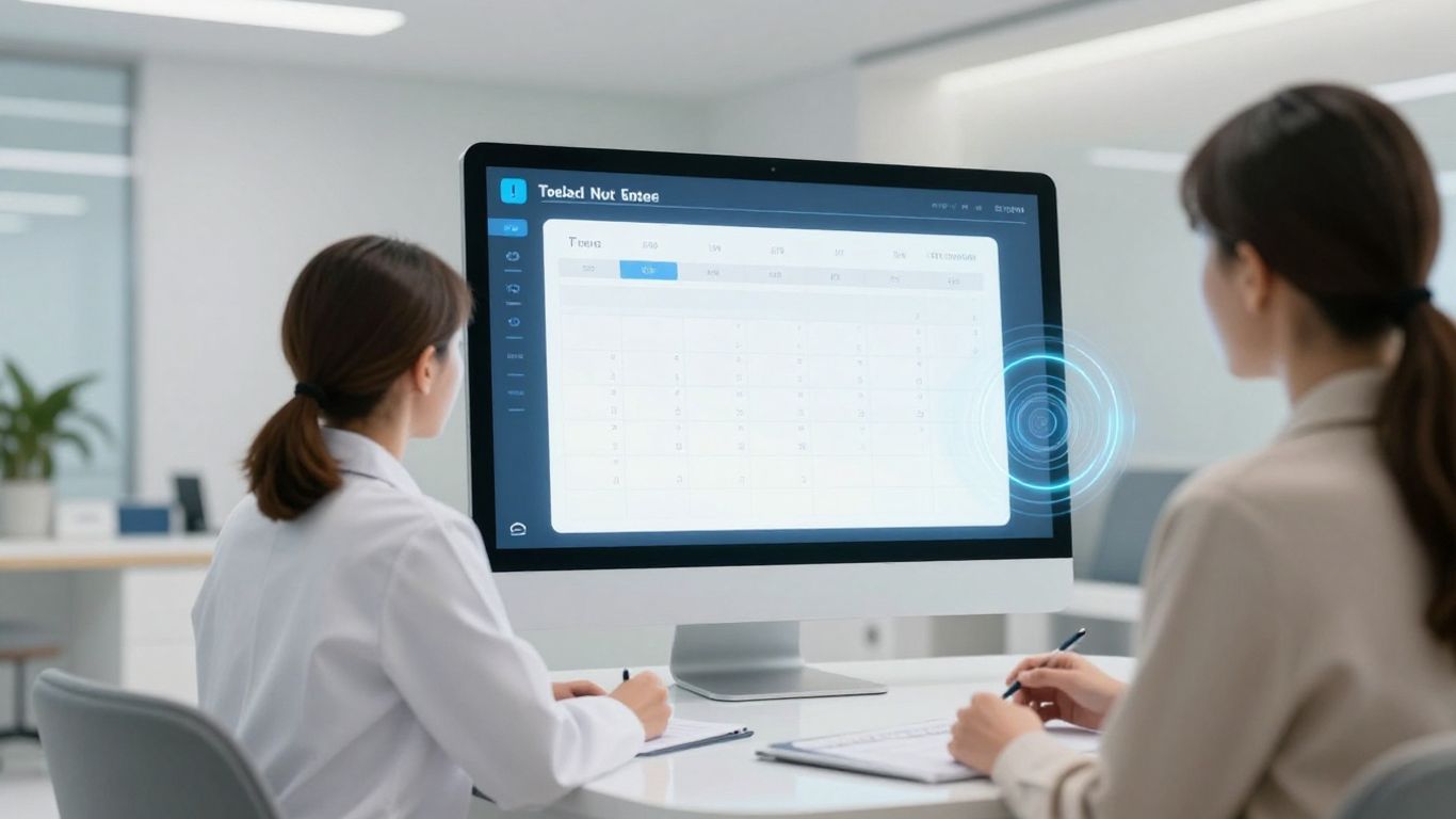 AI scheduling in a modern healthcare clinic.