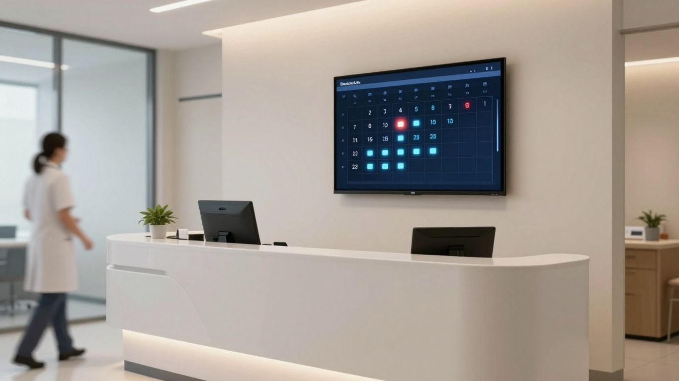 AI appointment scheduling interface in a medical office.