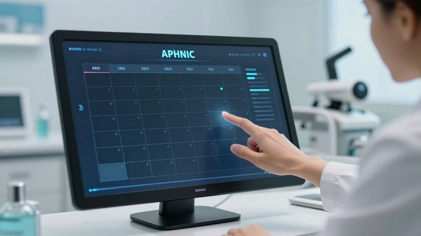 AI scheduling interface in a modern healthcare setting.