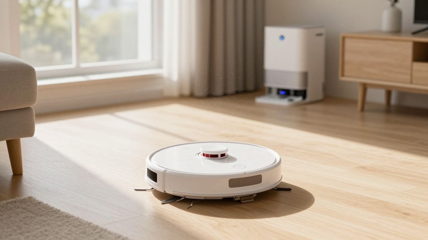 AI cleaning robot in a modern home.