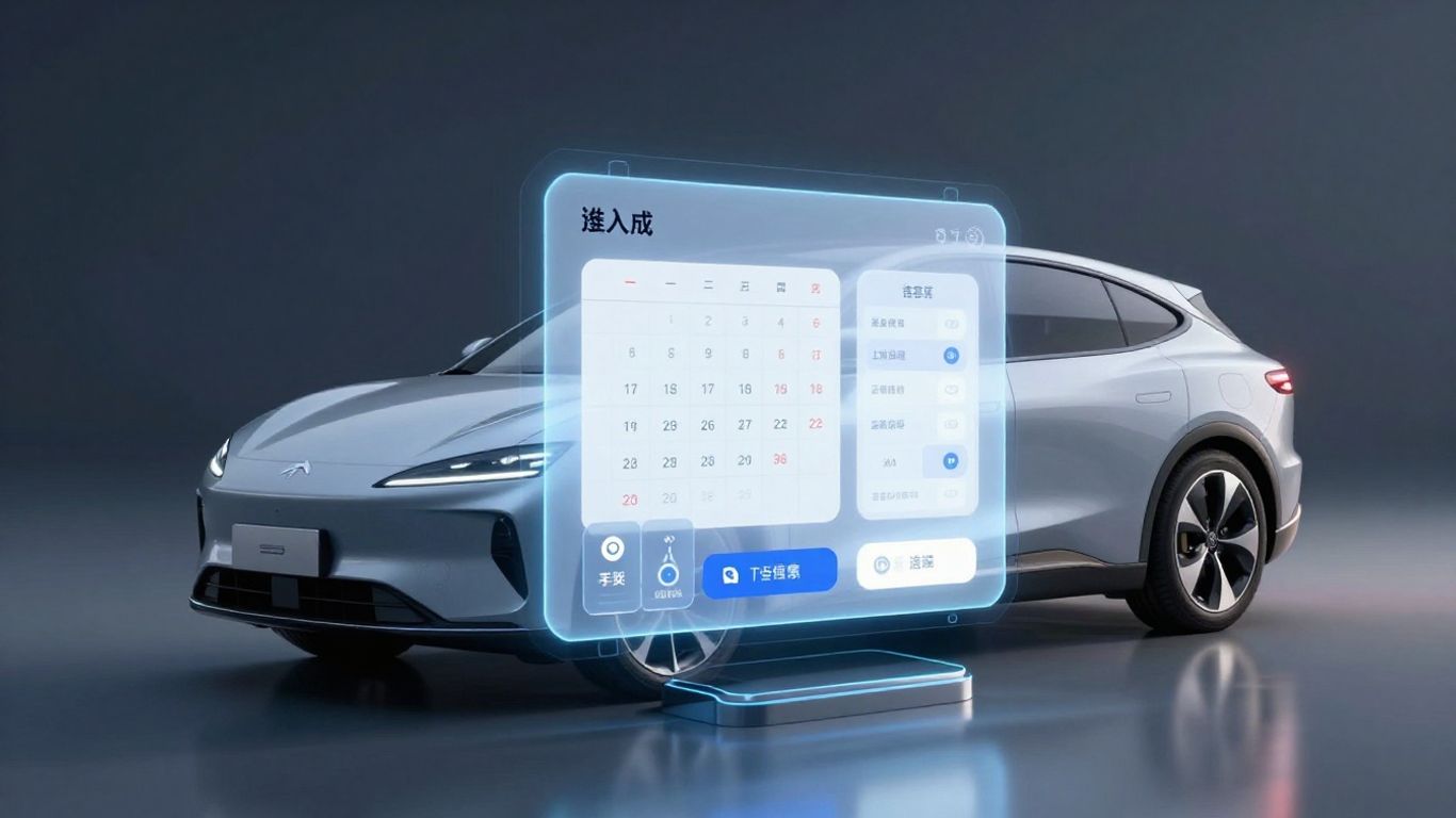 AI car booking interface with futuristic car