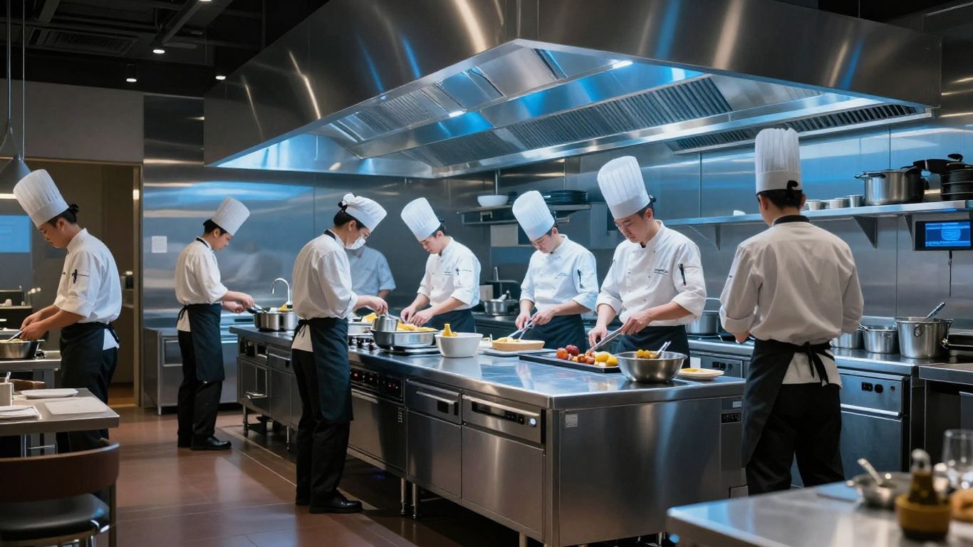 Restaurant operations enhanced by AI scheduling technology.