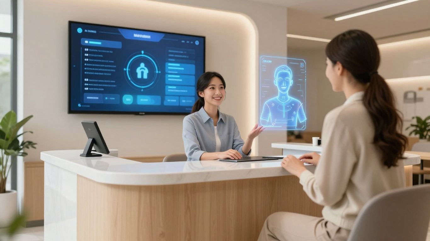 AI receptionist assisting a guest at a restaurant