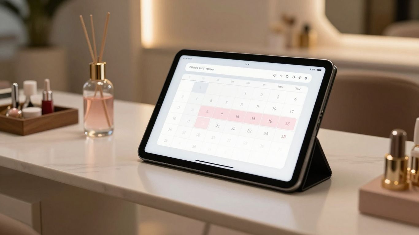AI scheduling tool interface in a modern nail salon.