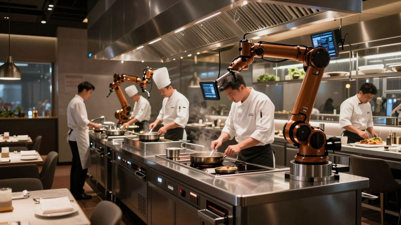 AI in a modern restaurant kitchen