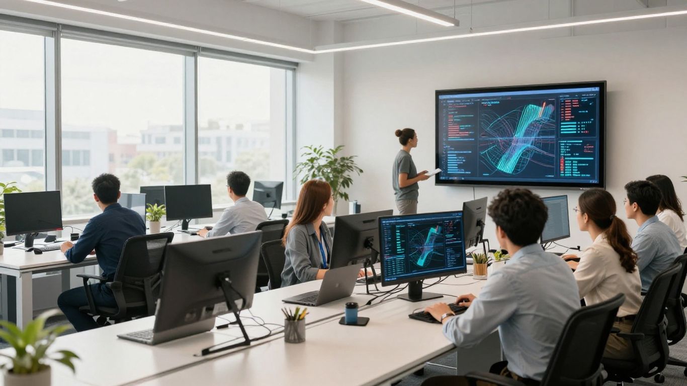 Insurance agency team collaborating on AI solutions.