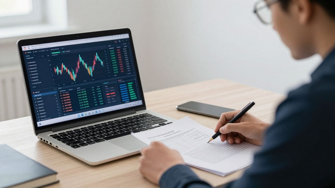 Financial advisor preparing for a meeting with AI insights.