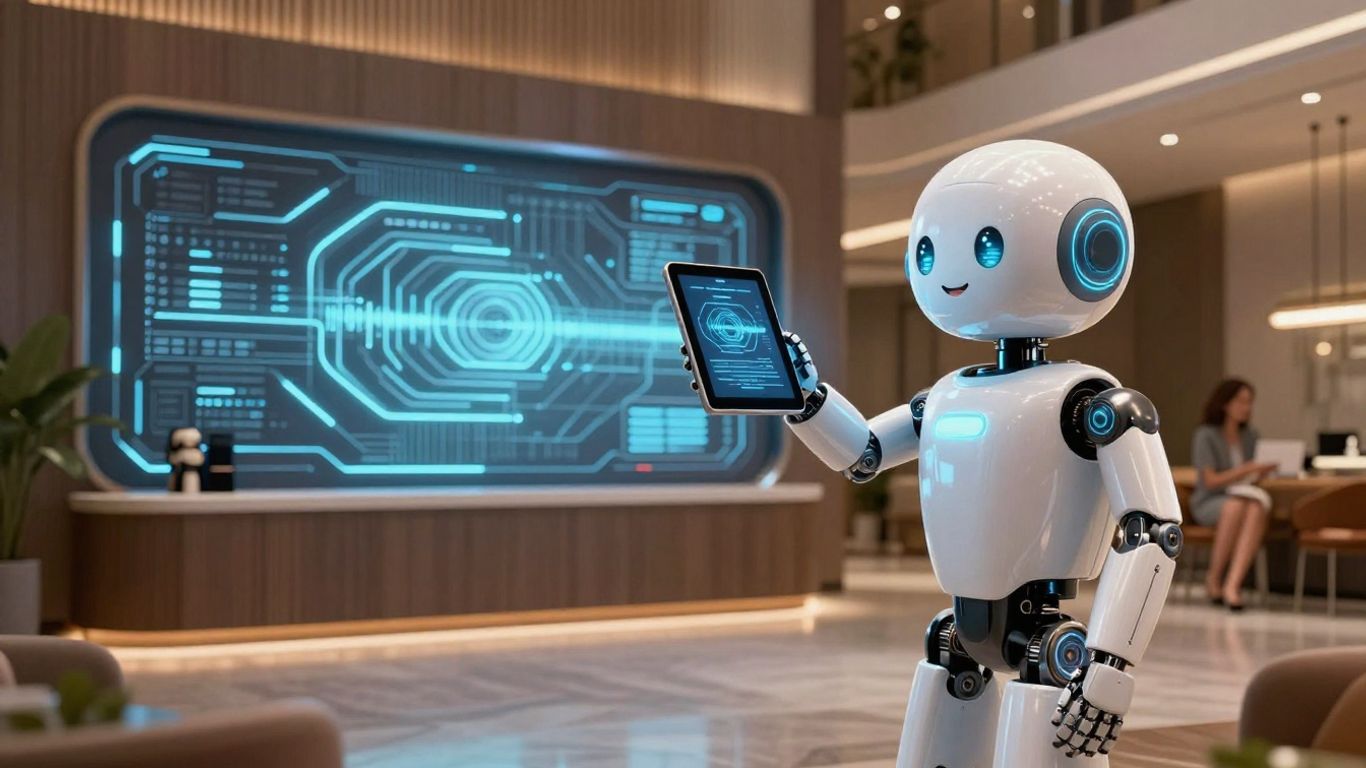 AI hotel system assisting a guest