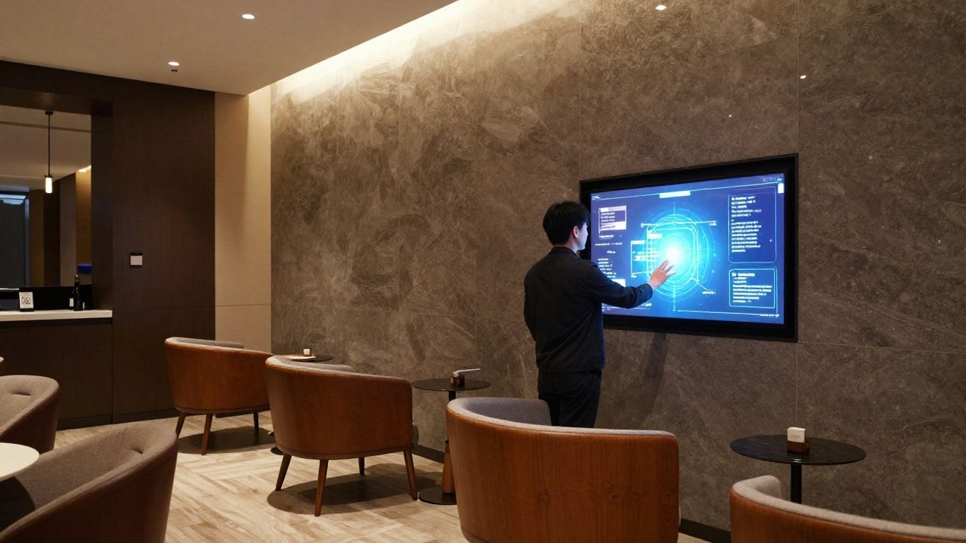Hotel lobby with AI interface