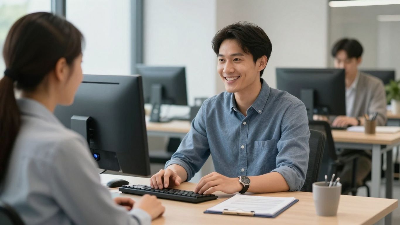 Mortgage broker and client using AI for engagement.