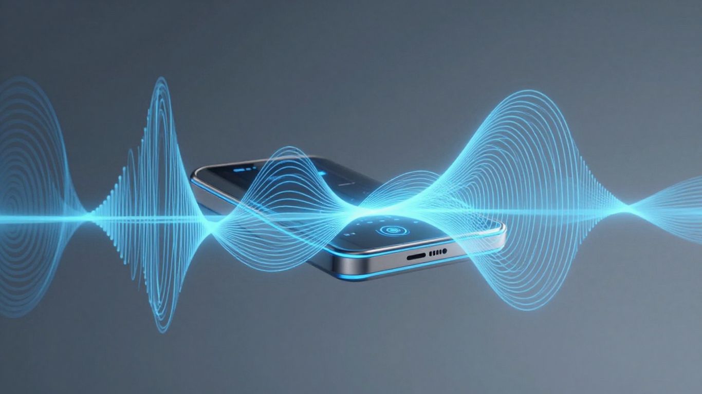 Hexa AI interface with glowing blue accents and sound waves.