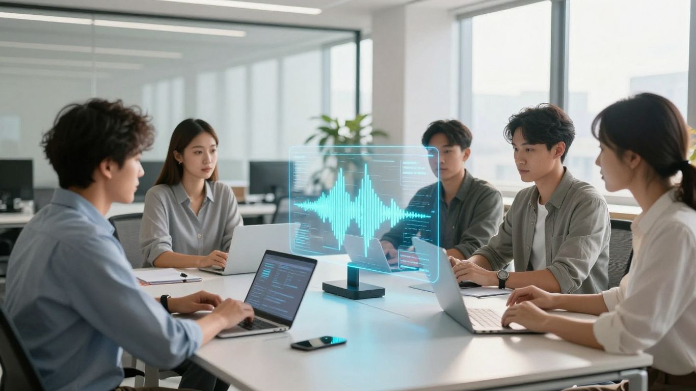 Team using voice AI for business growth