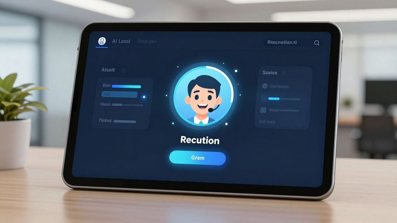 AI receptionist interface on a tablet screen