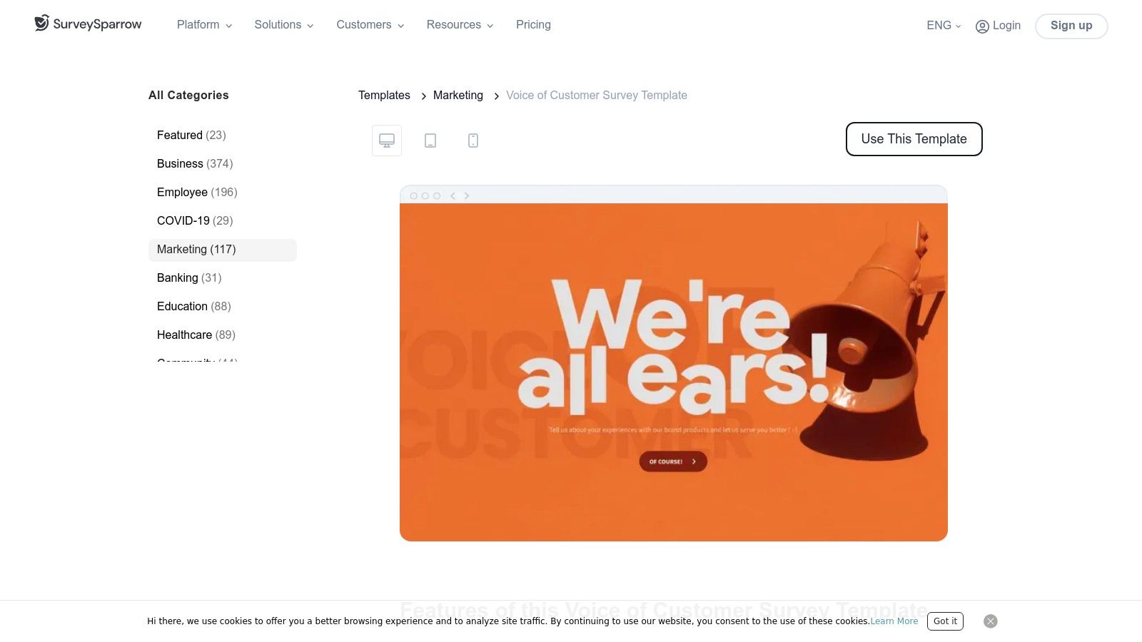 SurveySparrow – Voice of Customer survey template